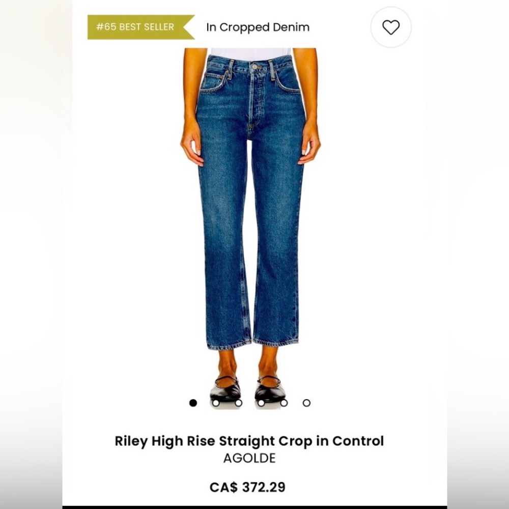 AGOLDE Riley NWOT $373 High Rise Straight Cropped Jeans Size 30